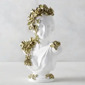 Z Gallerie Gold Floral Bust  Coffee Table Decor Decoration Items Statue Collectible Figurine Flower Decorative Ornaments