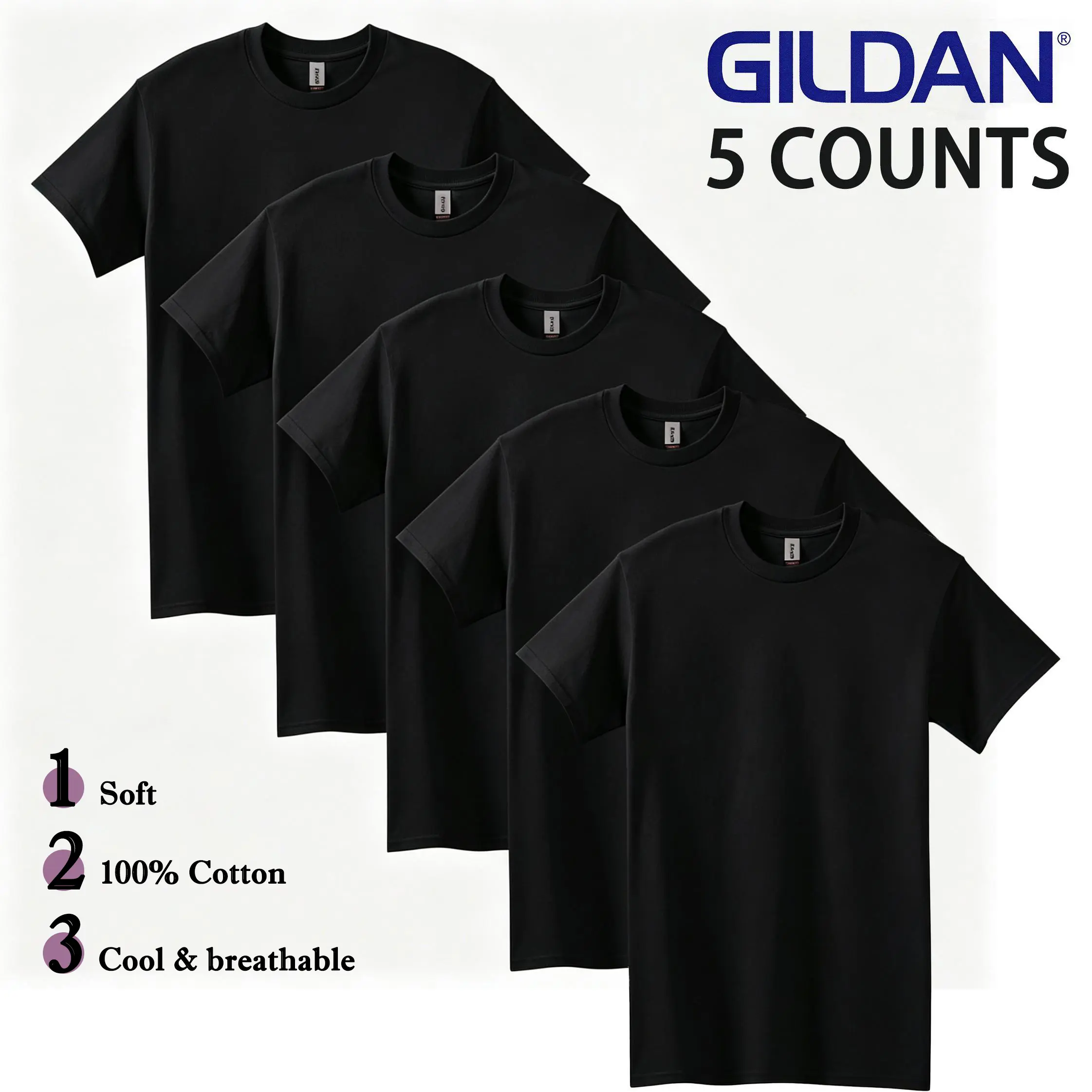 GILDAN G5000 Basic T Shirt 5 Pack Set 100% Cotton Premium Crewneck Tee Essential Multi Pack Shirts Sizes S to 4XL Durable Breathable and Soft Classic Fit Everyday Casual Wear High Quality Basic Tees For Any Occasion,summerwins,father'sdaygifts