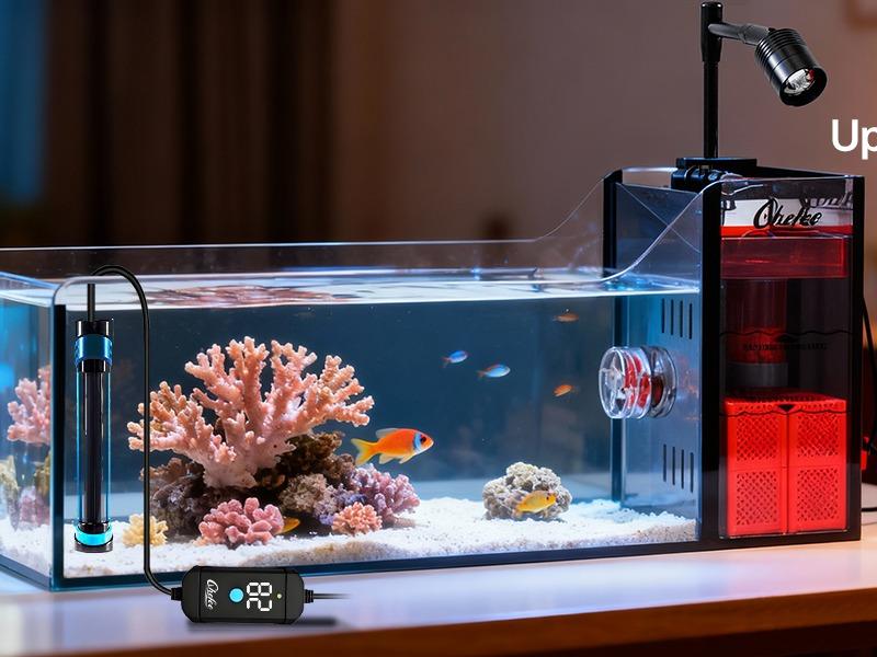 Chefoo 100W-200W Submersible Aquarium Heater Adjustable Fish Tank Heater with Digital Display External Controller Overheat Protection & Free Thermometer for 10-30 Gallons Freshwater Saltwater Tank