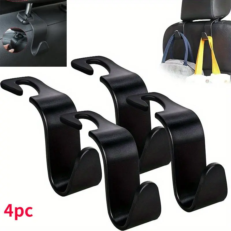 4pcs Car Seat Headrest Hooks, S-Type Universal Storage Hooks for Handbag, Purse & Coat, Car Backseat Organizer Accessory, Car Organization Accessories, Car Organization and Storage Supplies, Car Storage Organizers
