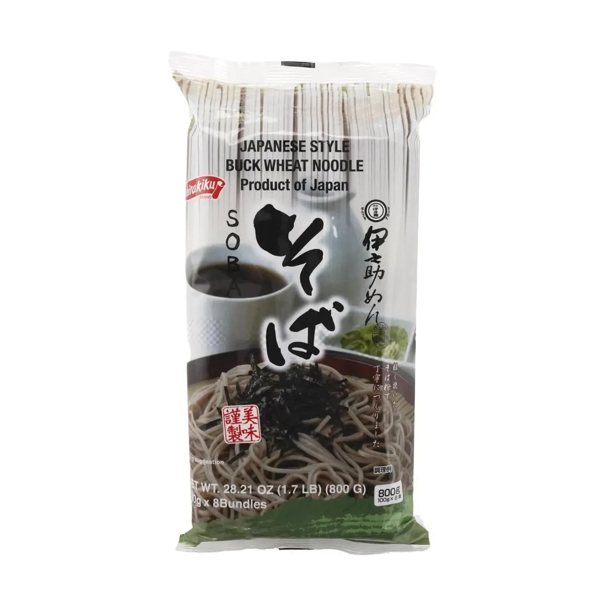 Shirakiku Soba Noodles 800g - Authentic Japanese Buckwheat Pasta for Zaru Soba, Hot Noodle Soups & Salads