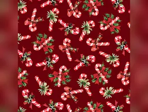 Merry Melody | Tossed Candy Canes Red by Lesa Marino for P&B Textiles | MMEL5435-DR