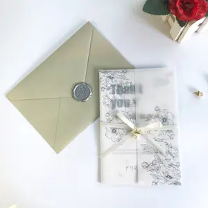 20 sets Wedding invitation, marriage invitation, transparent outer cover, vellum outer cover, includes outer cover, inner page, ribbon, accessories, customizable wedding information