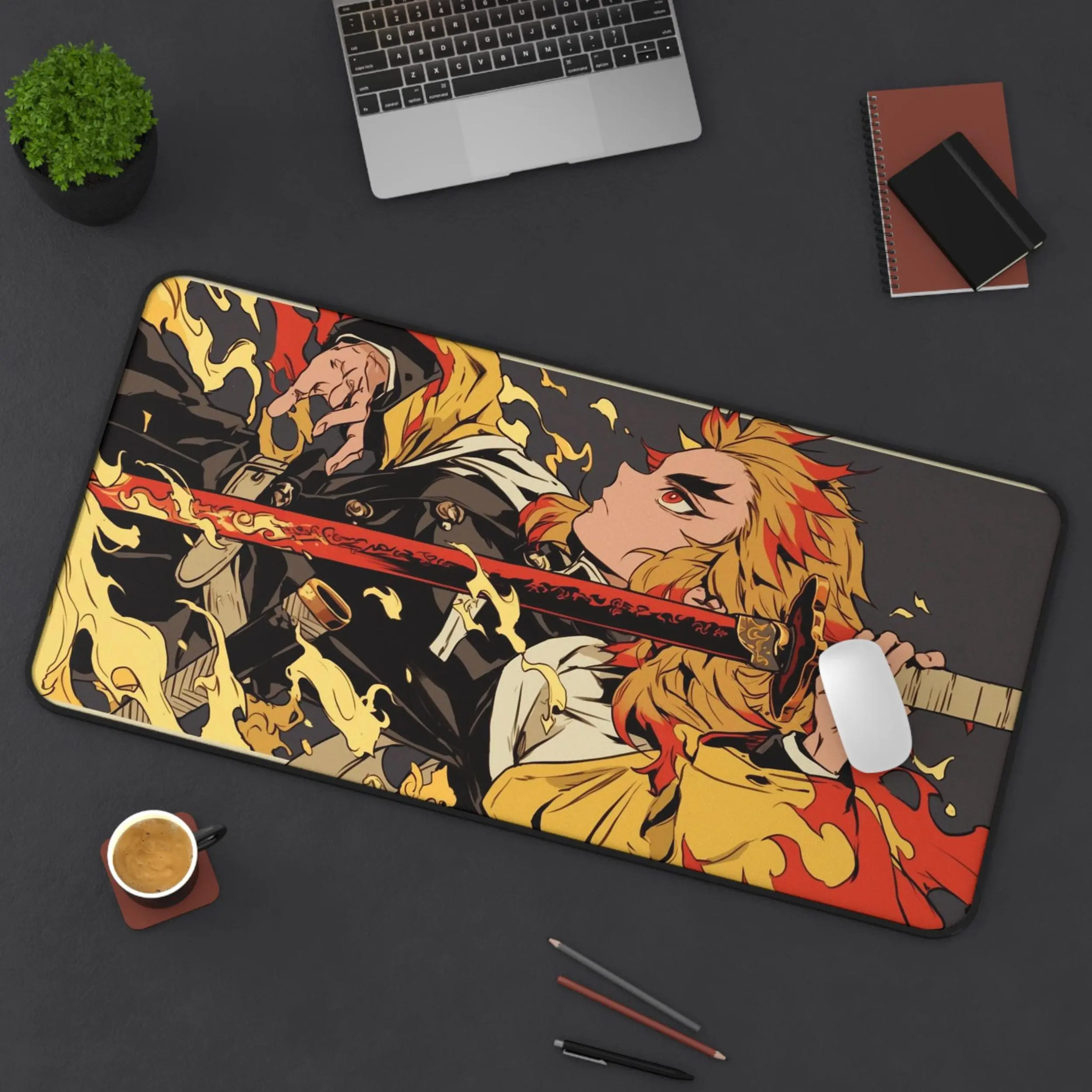 Rengoku Demon Slayer Anime Desk Mat, Rengoku Hashira Demon Slayer Manga Mouse Pad, Keyboard Mat, Rengoku Kimetsu No Yaiba Anime Desk Mat For Office, Gift For Gamer