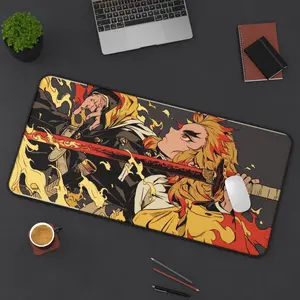 Rengoku Demon Slayer Anime Desk Mat, Rengoku Hashira Demon Slayer Manga Mouse Pad, Keyboard Mat, Rengoku Kimetsu No Yaiba Anime Desk Mat For Office, Gift For Gamer