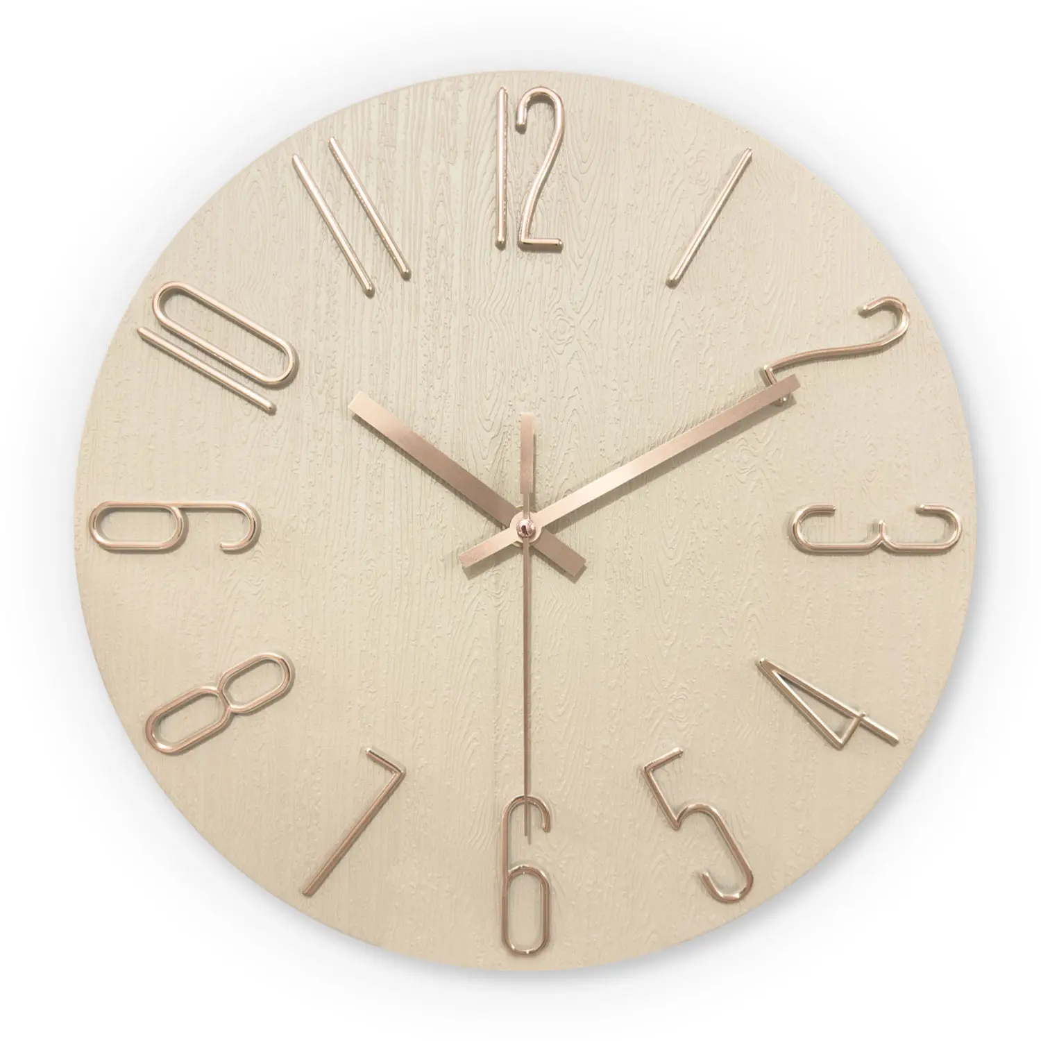 Constantplanet 12 in Wall-Mount Wood Pattern Wall Clock, Glass-Resistant Plastic Frame, Silent Battery-Powered Home Decor for Living Room, Ideal Housewarming Christmas Gift, Wall-Mount Wall Clocks
