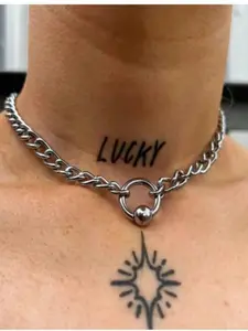 Steel Ball Open Circle Necklace, Thick Round Ring Clavicle Chain, Unique Sexy Stainless Steel Necklace, Fashion Jewelry for Women, Minimalist Necklaces