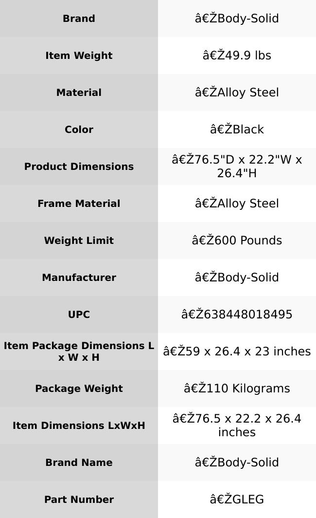 GLEG Body-Solid Adjustable Weight Bench with Cabled Leg Developer for Power Rack Weight Attachment, Foldable Workout Bench for Dumbbell Workouts