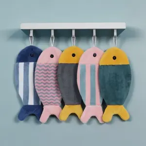 Cute Cartoon Fish Hand Towel, Absorbent Soft Home Use, Thick Kitchen Bathroom Towel, Adorable Towel, Hanging Design