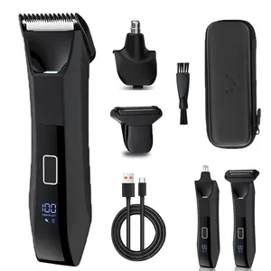 Electric body hair trimmer — groin hair trimmer including beard, nose hair, and facial grooming trimmer; cordless hair clipper; men’s private area hair trimmer; multifunctional men’s grooming set; black comfortable model