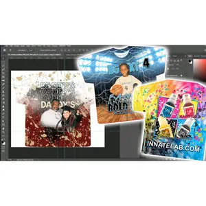 PSD-101 Design All-Over Sublimation Shirts from Scratch Splash Brushes Fonts Pictures Photos Photoshop