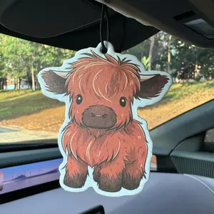 Cute Highland Cow Design Car Air Freshener, Car Scents, 1/3 Counts Car Rearview Mirror Hanging Aromatherapy Tablet, Multipurpose Decorative Fragrance Tablet for Car, Home, Office