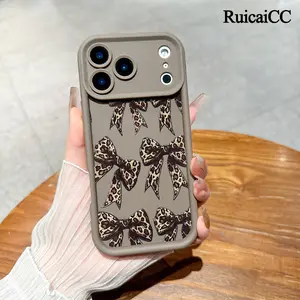 Leopard Print Bowknot Phone Case for iPhone 17 Pro Max 16 Pro Max 15 Pro 14 13 12 11 Sleek Shockproof Lightweight Cover with Protection Protective iphone 15 pro max case iphone 13 case drop-proof phone case Cellphone Smartphone