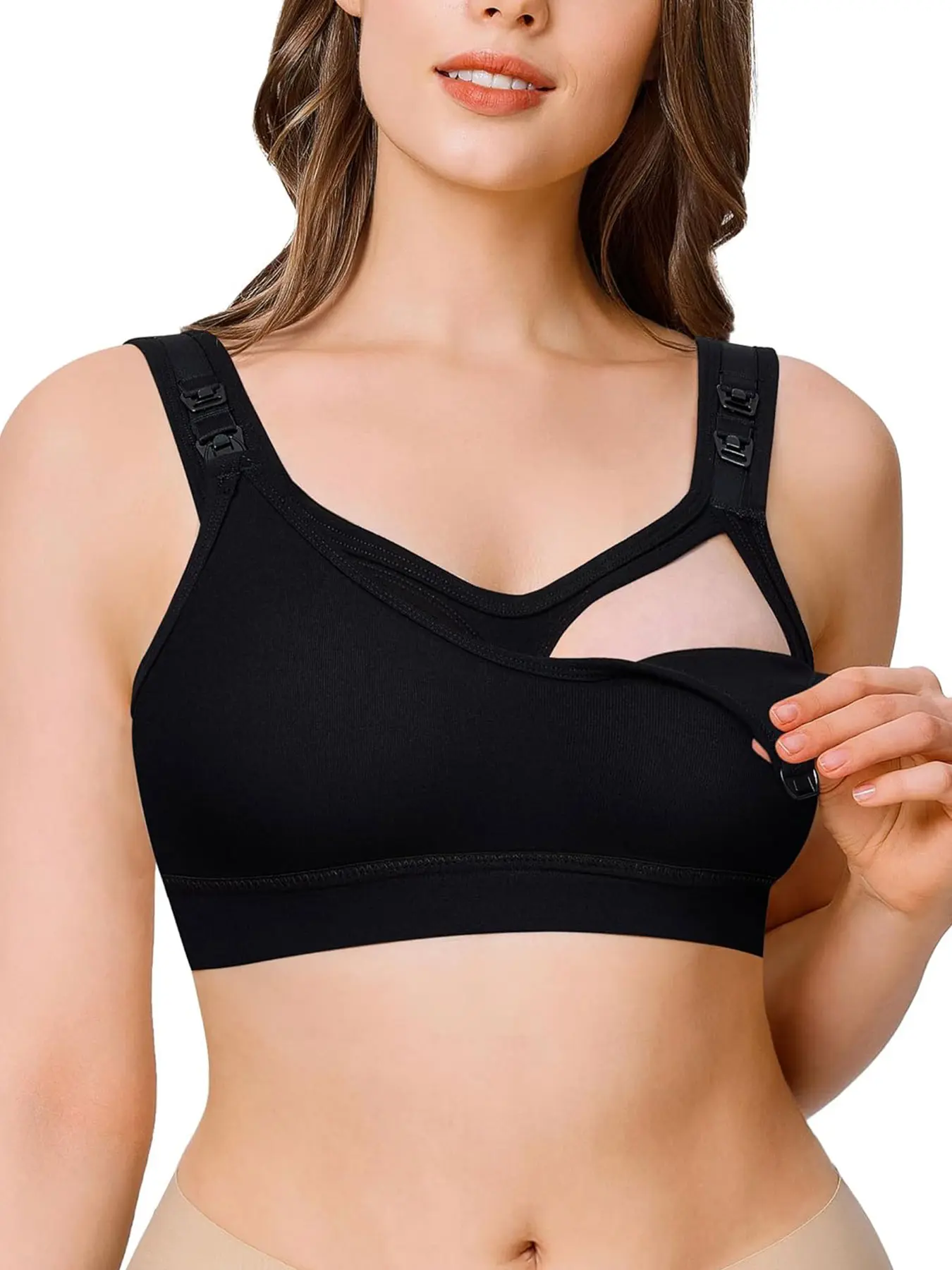 Women's Shapewear Nursing Bra Top, Breastfeeding Bras, Wide Shoulder Straps, Adjustable Buttons, Comfortable Cotton, Perfect for Postpartum Mothers push up bra Nursing Underwear, Supportive Nursing Underwear