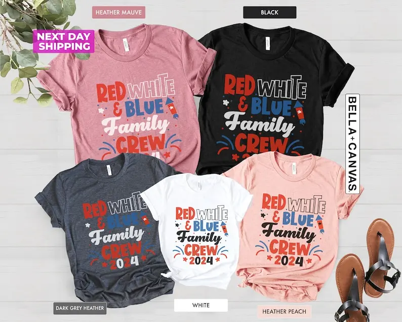 Red White and Blue Family Crew 2024 Shirt, 4th of July Family Crew Shirt, Matching Family Tee, 4th Of July Shirt, Independence Day Hoodie, T-shirt and sweater cotton