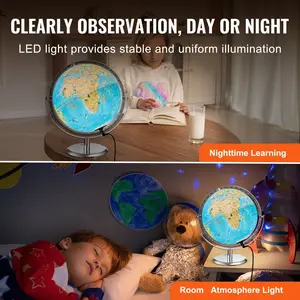 VEVOR Educational Globe for Kids, 10 in/254 mm, Interactive AR World Globe with AR Golden Globe APP LED Night Lighting 720 °   Rotation, STEM Toy Gifts for Kids Compatible with Android or iOS Devices