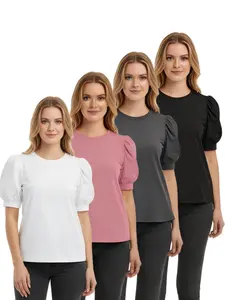 4 PACKS Womens Tops Summer Sweater Long Tunic Dressy Casual Blouses Business Cute Trendy Short Sleeve Shirt