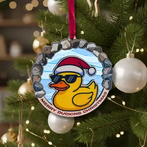 Duck Christmas Ornament for Tree, 2 Layer Wood & Acrylic Ducks Ornaments, Wildlife Christmas Decoration, Holiday Keepsake, Christmas Gift for Ducks Lover, Tree Hanging Decor, Home Decor