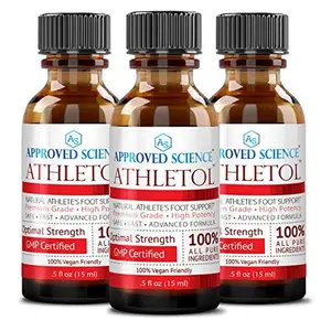 Approved Science Athletol - Rapid Athlete's Foot Relief with Undecylenic Acid (25% USP) & Tea Tree Oil - All Natural Vegan Friendly Formula - 1 Bottle - .5 Fl. Oz