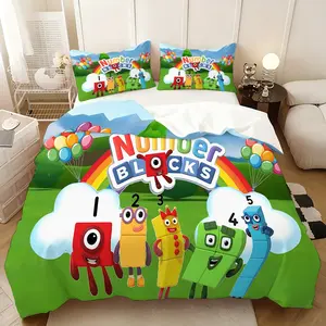 3Pcs,Numberblocks  three-piece bedding set, soft, comfortable and skin-friendly, universal in all seasons, bedding set, no pillow core, no quilt core, suitable for bedrooms, guest rooms - (1 quilt cover + 2 pillowcases)