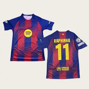 25 26 Home Red Blue 11# Raphinha Short sleeve Soccer jersey