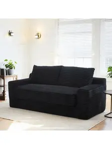 Bellemave Loveseat Sofa with Memory Foam & Steel Frame - No Assembly, Convertible 2-in-1 Design, Corduroy Fabric - Compact Couch for Small Spaces, Apartments, Home Office & Bedroom Lounge