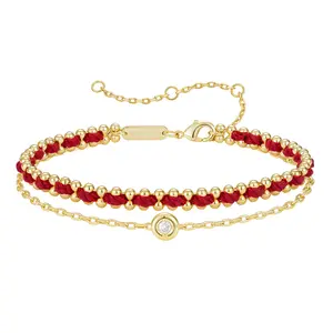 KissYan Double Layer Bracelet for Women, Adjustable Braided Cord Bracelet, 14K Gold Plated Colorful String Bracelet, Summer Beach Handmade Jewelry Gift FallFreshness