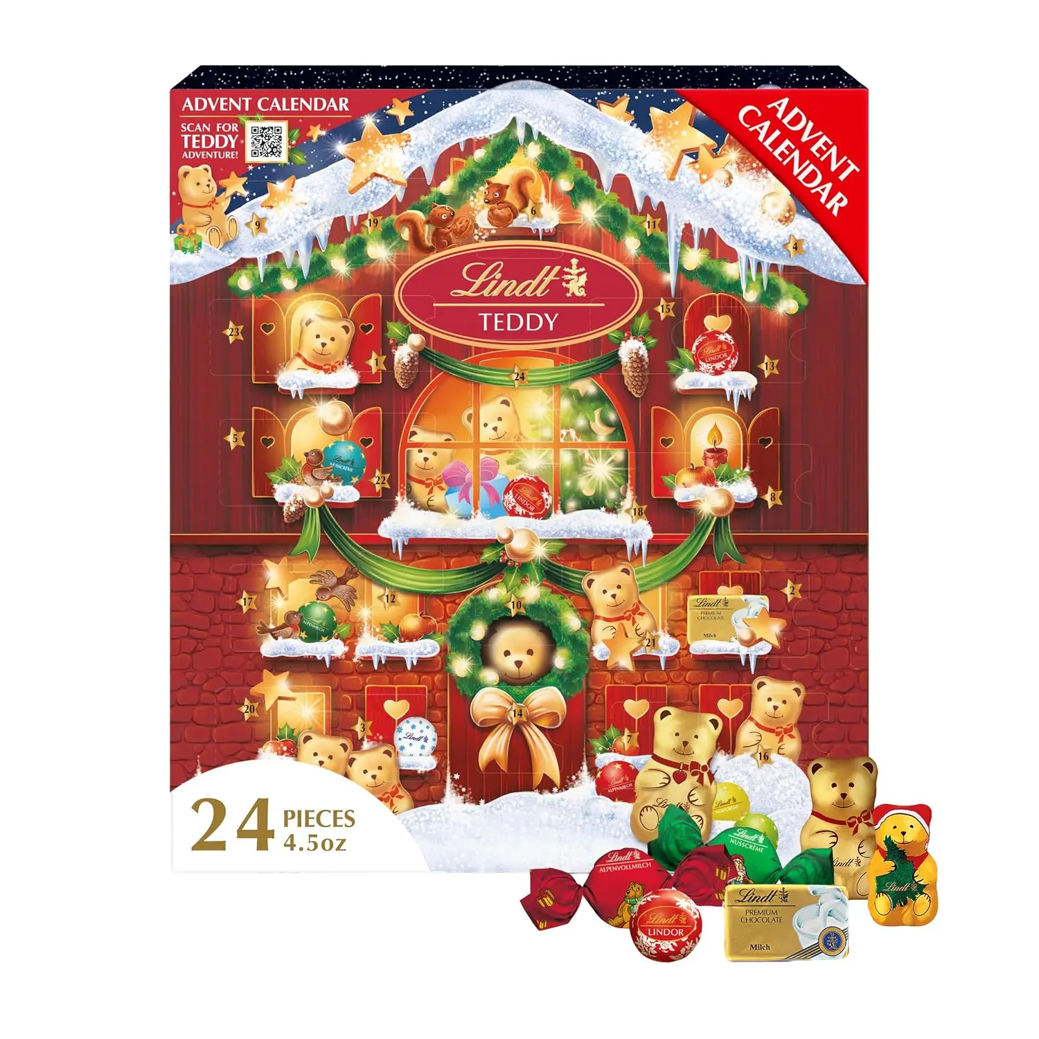 Lindt TEDDY Assorted Chocolate Candy Christmas Advent Calendar, 4.5 oz. Box Lindt TEDDY Assorted Chocolate Candy Christmas Advent Calendar, 4.5 oz. Box