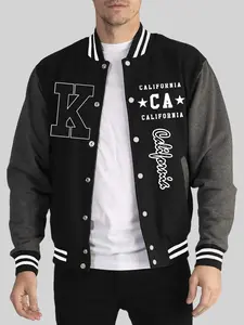 California Art Letter Print Man Veste Sports Warm Clothing Trendy Loose Clothes Autumn Winter Baseball Jersey Street Soft Jacket