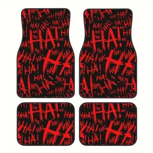 4pcs Car Floor Mats with HA Print Fit for Multiple Models All Season Use Stylish Easy to Install Clean Polyester Material FJ375249 Truck Accessories