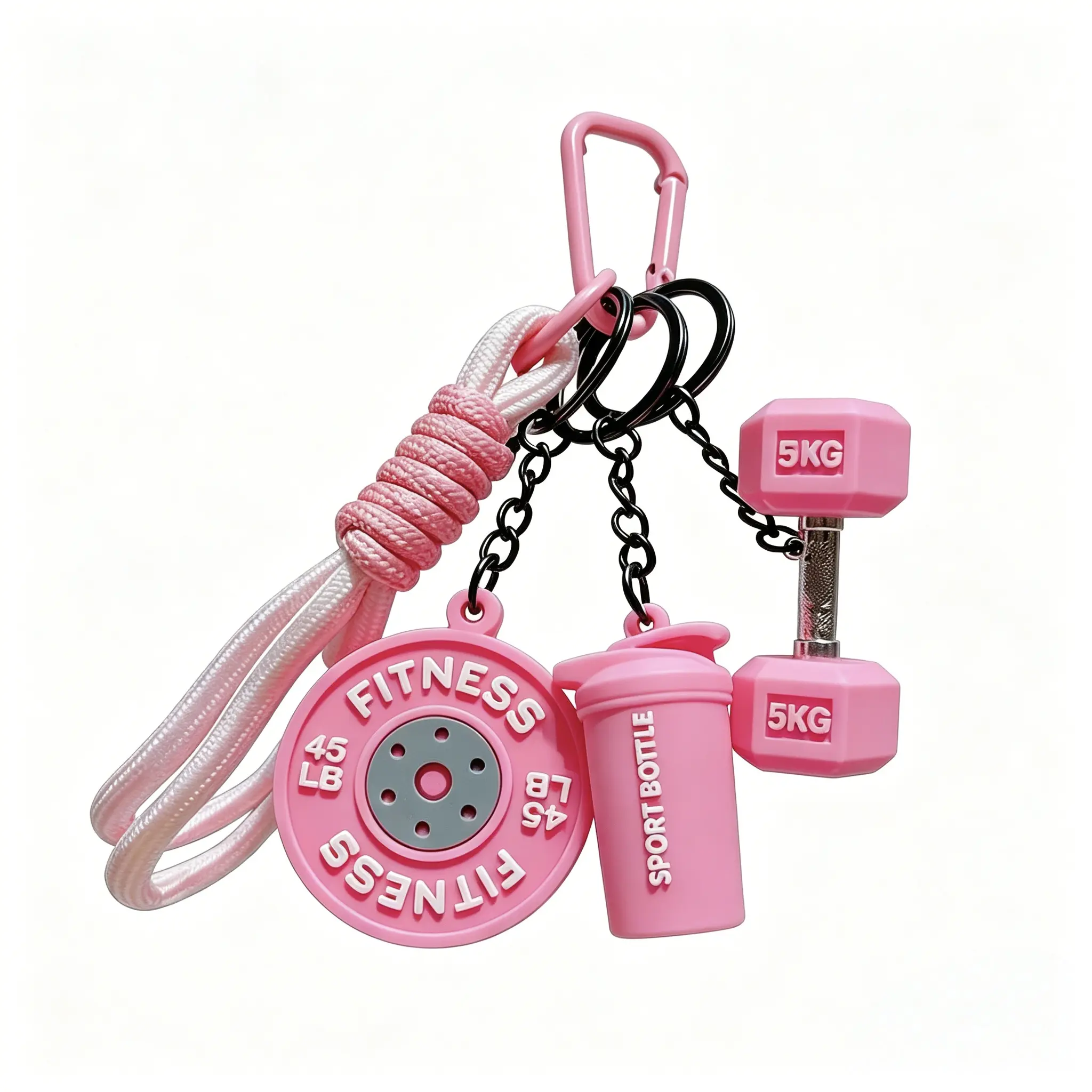 Mini Fitness Equipment Charm Ornament, Dumbbell Barbell Weight Plate Water Bottle Design Keychain, Gym Sports Themed Backpack Decor Accessory#keychian#bag charm#fitness accessories