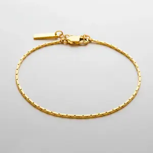 Stainless Steel Gold-Plated Adjustable Box Chain Bracelet Simple Minimalist Jewelry Holiday Gift for Men