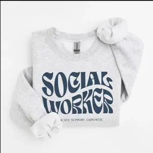 Retro Social Worker Sweatshirt, Wavy Trendy Social Work Student Graduation Gift, Gifts For LSW MSW, Unisex Crewneck Sweatshirt
