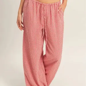 Red Gingham Drawstring Casual Pants - Comfortable & Stylish for Everyday Wear