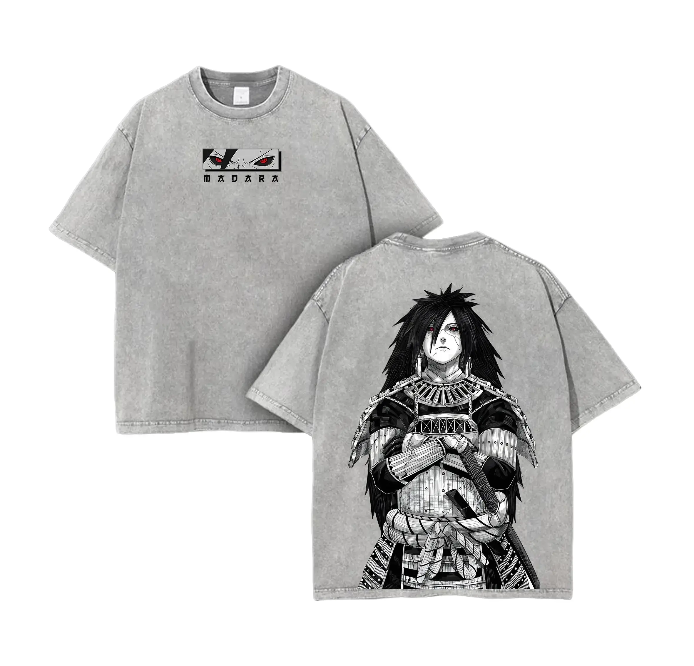 Uchiha Madara x Naruto Anime Double Printed Washed Tee Unisex Oversize Anime Manga Lightweight Cotton T-Shirt, Gift For Anime Fan Lover , Madara Fan , Madara Shirt , Naruto Merch