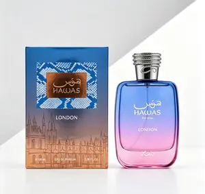Hawas For Him London Eau de Parfum Spray 3.38oz 100ml, Long-Lasting Men Fragrance, Rich Blend of Spicy, Fruity, Floral & Warm Amber Notes, Sophisticated Scent for Daily & Formal Wear