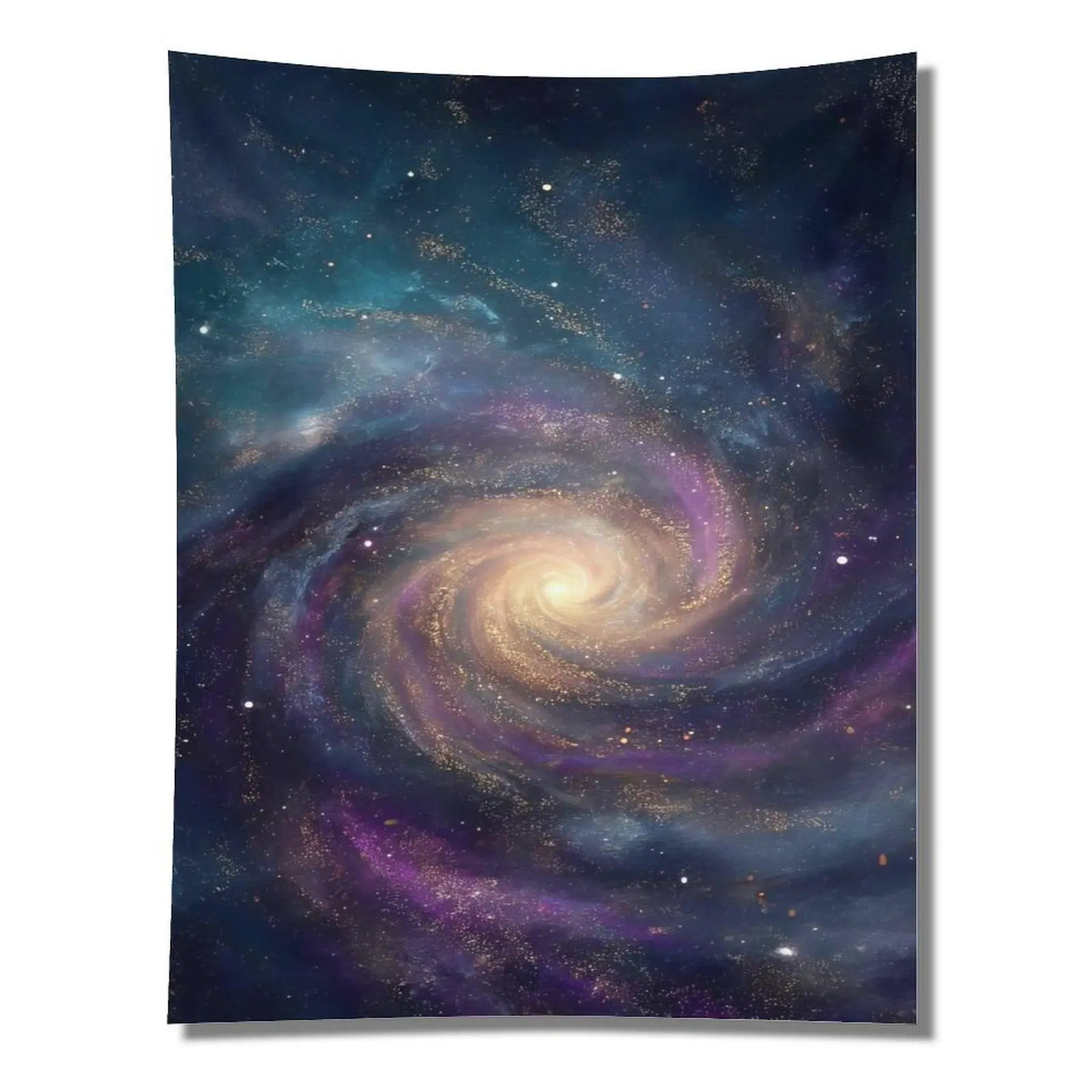 Swirl Purple Gold Galaxy Spiral Cosmic Deep Space Starry Sky Wall Tapestry Wall Hanging, Dark Celestial Mystic Bedroom Decor Backdrop