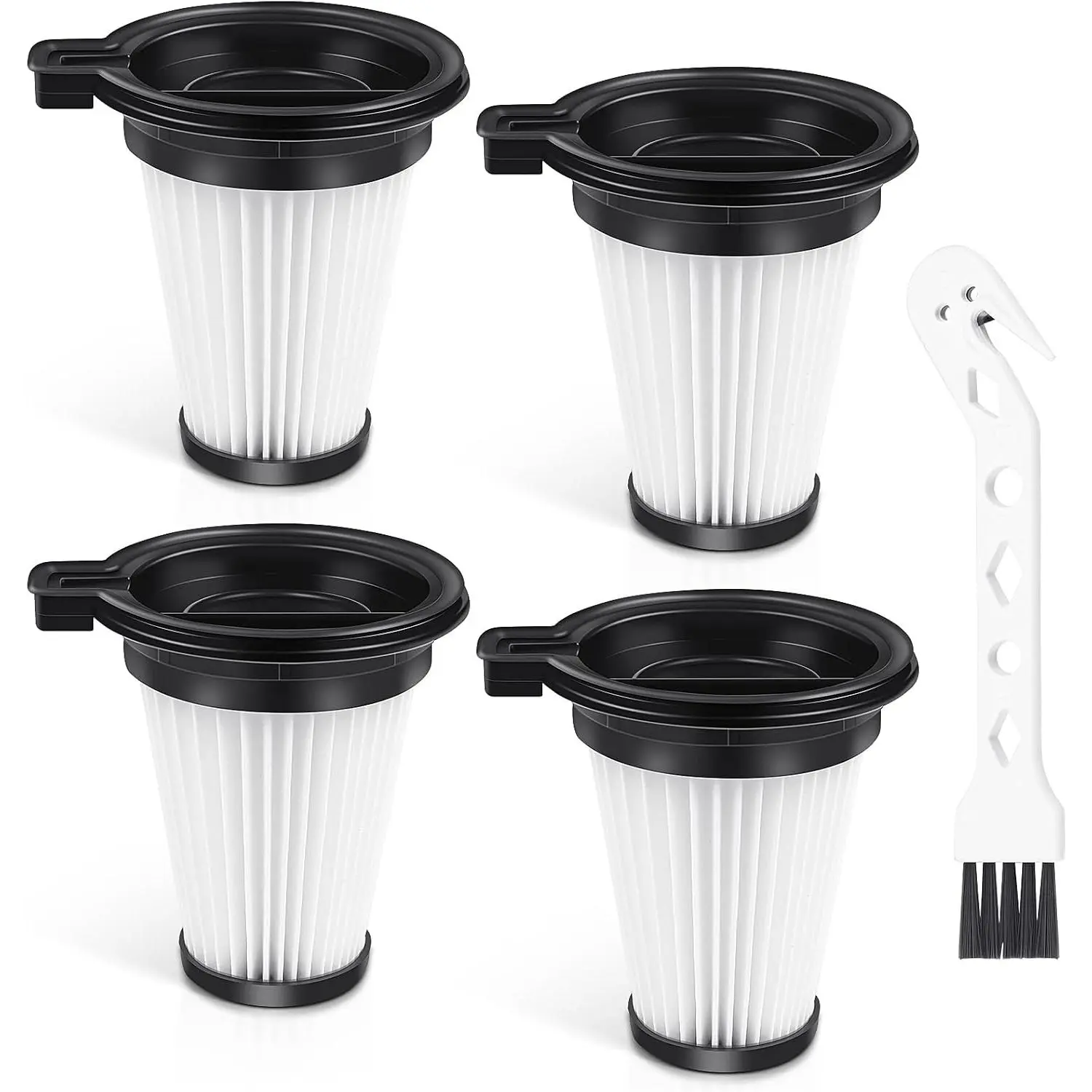 4 Pack Replacement Filters for Wyze Cordless Vacuum Cleaner, Removable and Washable Filter Accessories Set with 1 Cleaning Brush