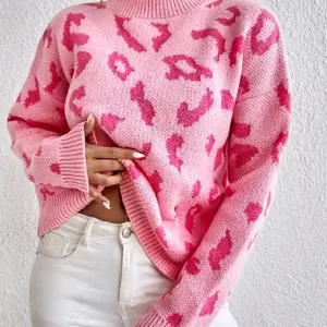 Pink Panther Print Long Sleeve Autumn Sweater For Winter Casual Pullover Christmas Holiday Gift