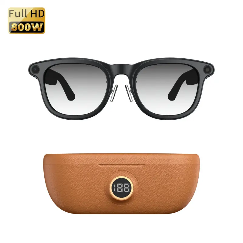 Smart AI Glasses 8MP Camera Real-time AI Translation 1200P Video Recording Glasses That Record Music Playback with 3600mAh Charging Case Wearable Smart Glasses HD Smart Glasses Multifunctional Smart Glasses Smart Glass Eyewear Wearable Tech Glasses