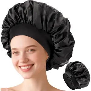 Adjustable Sleeping Silk Bonnet,Large Satin Bonnets for Women Men Dreadlocks Braids Curly Hair Shower