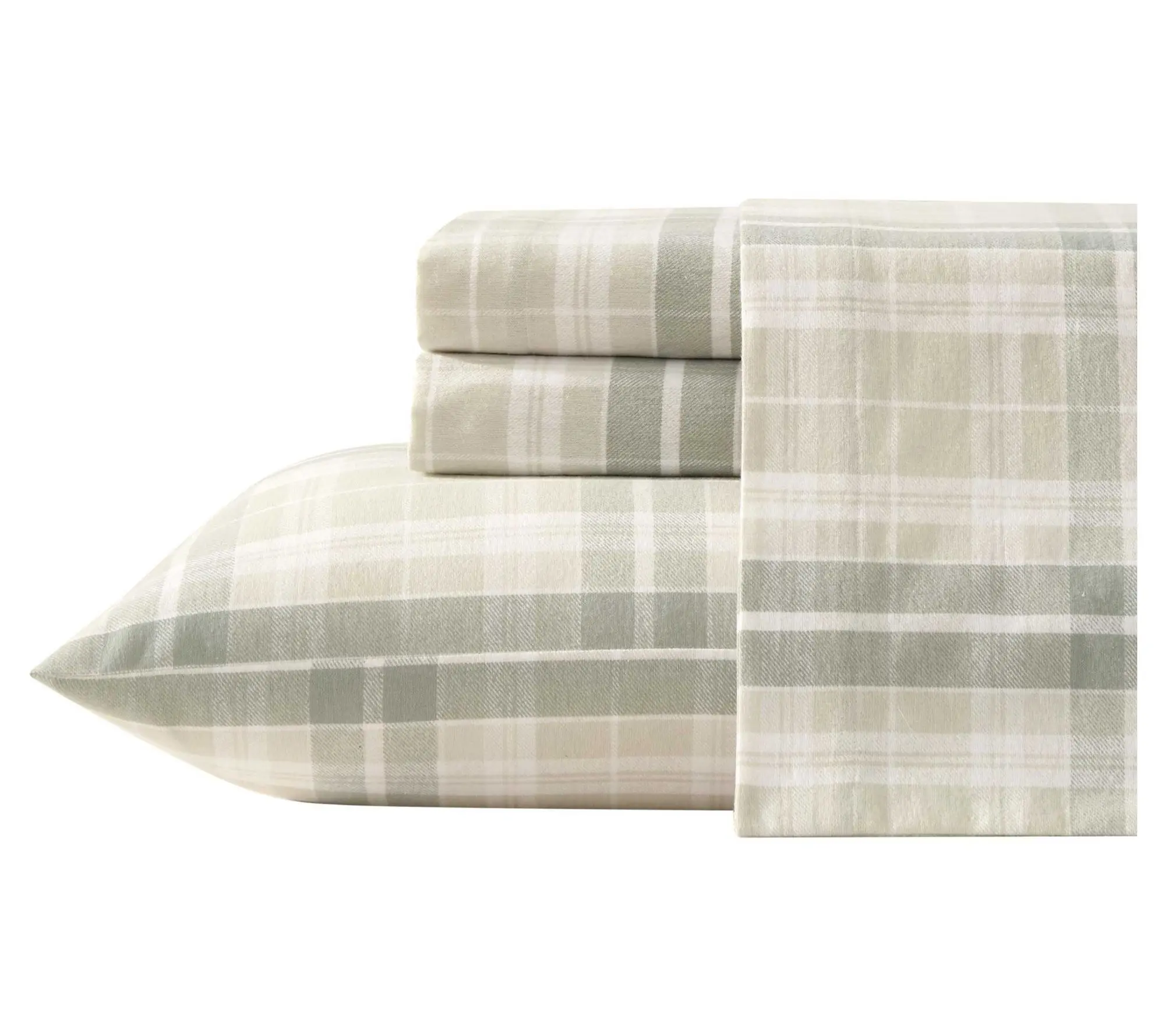 Laura Ashley Mulholland Plaid Green Flannel Twin Sheet Set