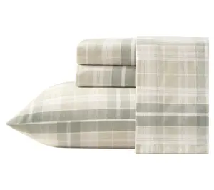 Laura Ashley Mulholland Plaid Green Flannel Twin Sheet Set