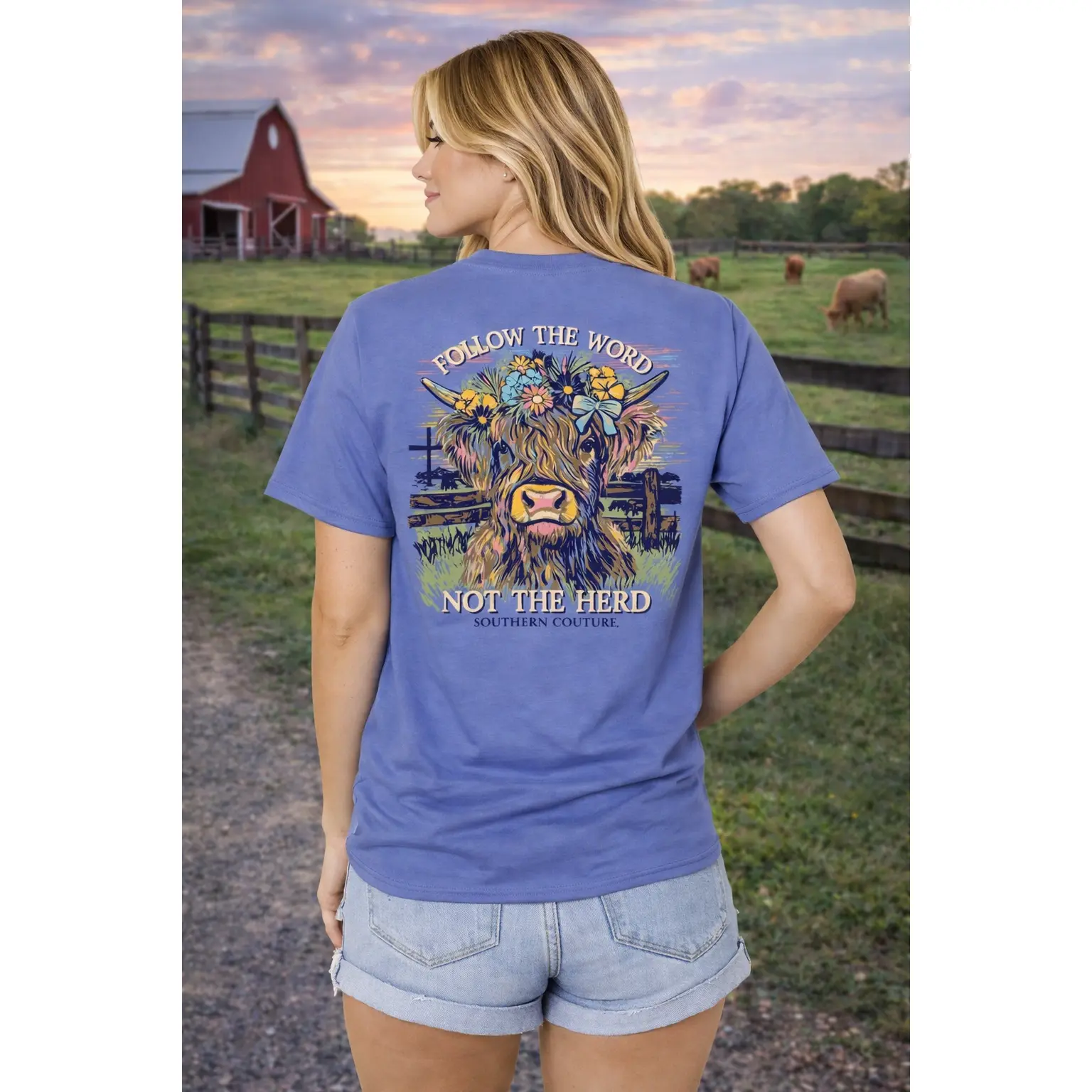 Southern Couture Classic Follow The Word Cow T-Shirt