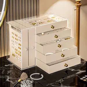 7-layer high-end atmospheric large-capacity jewelry box, high-end exquisite flannel earrings, earrings, necklaces, jewelry, headgear bracelets, multi-layer drawer flannel, high-end exquisite jewelry box, storage artifact