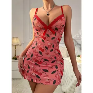 Sexy Lingerie For Women Backless Sleepwear Lace Trim Chemise Bodycon Nightwear Mini Dress