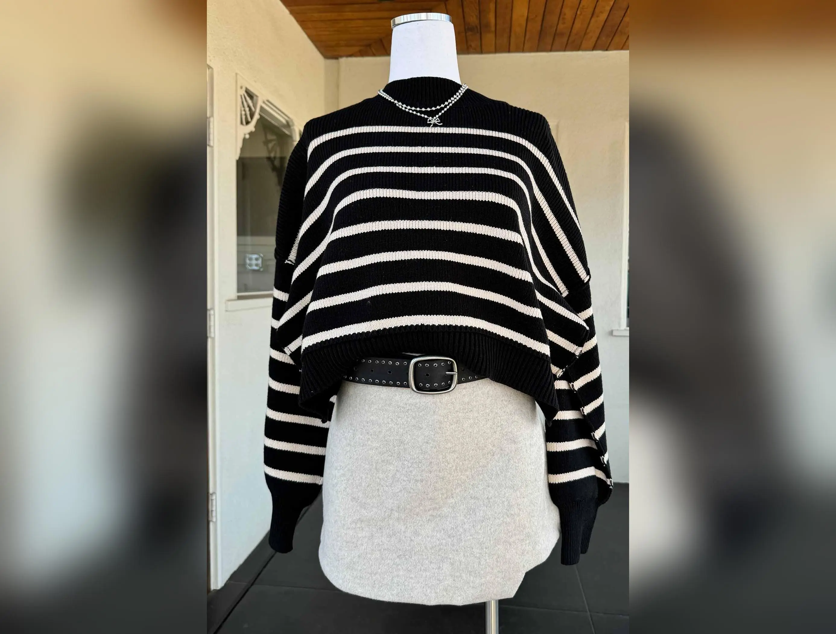 Striped Crop Sweater by For Good