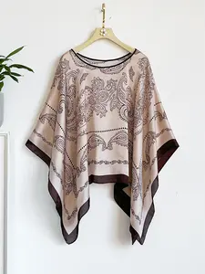 French Bohemian Luxury Paisley Silk Feel Shawl, Boho Style Shawl, Windproof Sandproof Soft Scarf Wrap, Fashion Versatile Accessory for Stylish
