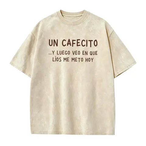 Un Cafecito Spanish Coffee Lover Text Graphic Tee, White Casual Latina Coffee Obsessed Women Short Sleeve Top