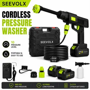 【MothersDayGift】SEEVOLX Upgraded Cordless Pressure Washer, High Pressure 990 PSI, 10 Pressure Level, For Car, Home Cleaning & Garden Watering